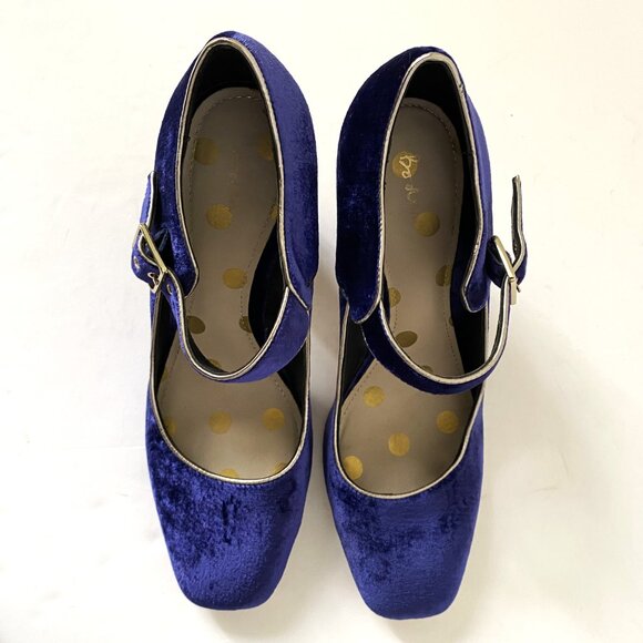 Boden Velvet Mary Jane Pump Heels Blue - Picture 6 of 11